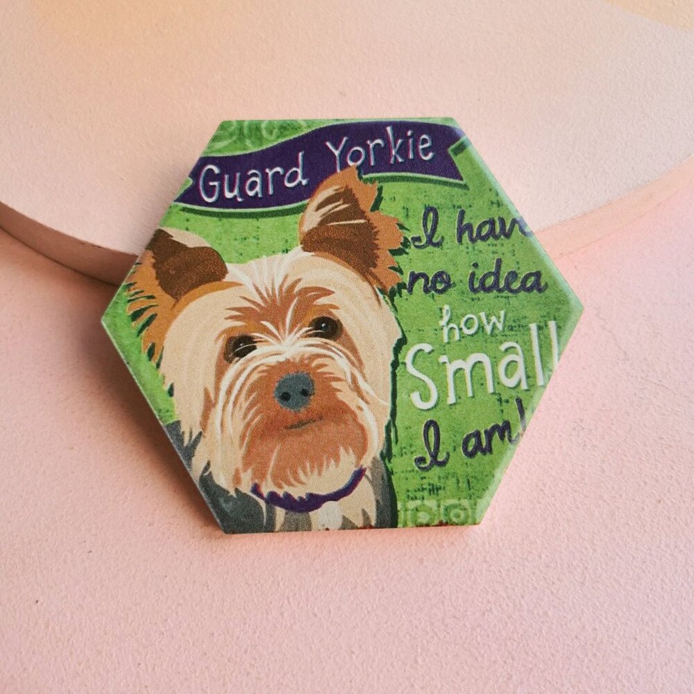 Guard Yorkie Green Ceramic Coaster